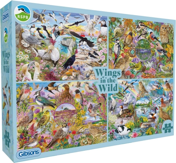 Пъзели Gibsons RSPB „Крила в дивата природа“ 4×500 части