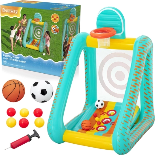 Bestway inflatable 3-in-1 play center for kids – basketball, soccer and target 127 × 109 × 178 cm