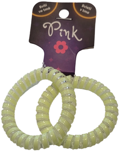 Светещи спирални ластици за коса PINK, 2 бр.