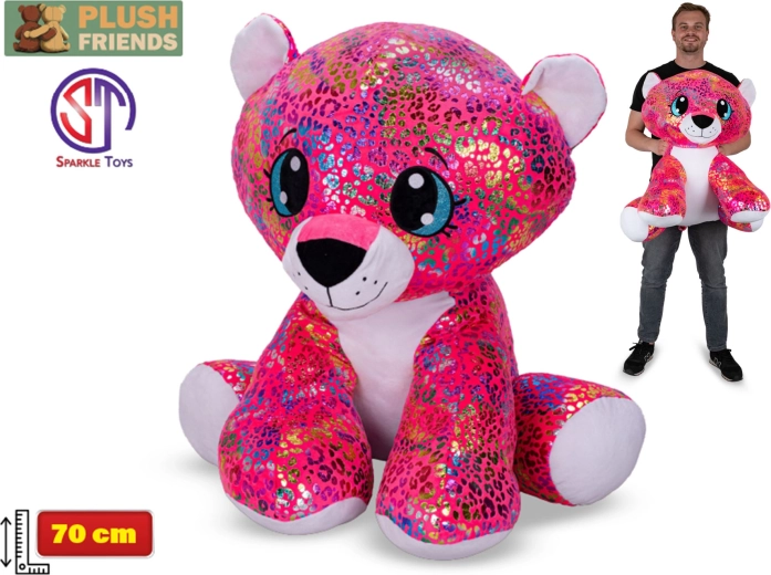 Плюшен леопард с дъгов блясък 70 см – Plush Friends Star Sparkle