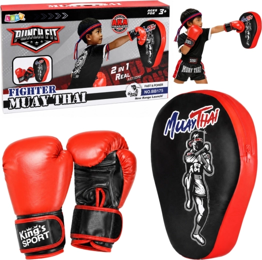 Детски боксов комплект 2в1 – ръкавици и тренировъчна лапа Muay Thai