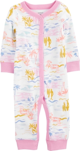 Carter's Sleep&Play Pink Palm snap-front footless romper for girls, size 56 (NB)