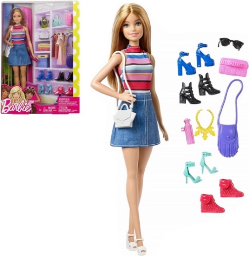 Barbie doll with shoes and wardrobe