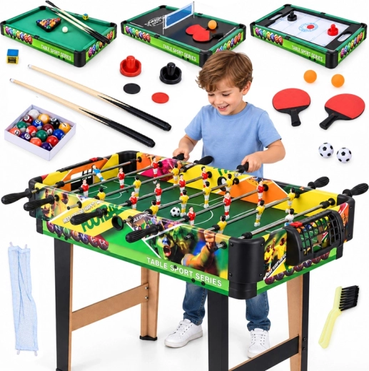 Multifunctional 4-in-1 Game Table – Foosball, Pool, Table Tennis and Air Hockey