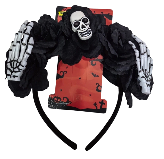 Хелоуинска диадема с череп и рози