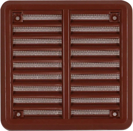 Ventilation grille with mesh, brown, 100 × 100 mm