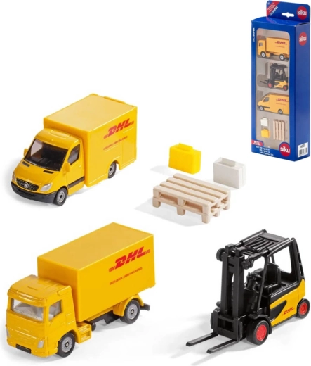 SIKU DHL logistics set with vehicles and forklift