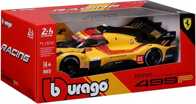 BBU Ferrari racing 499P Le Mans жълт модел автомобил 1:24