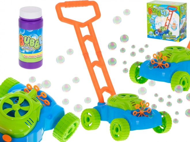 Генератор на сапунени балончета във формата на косачка за трева