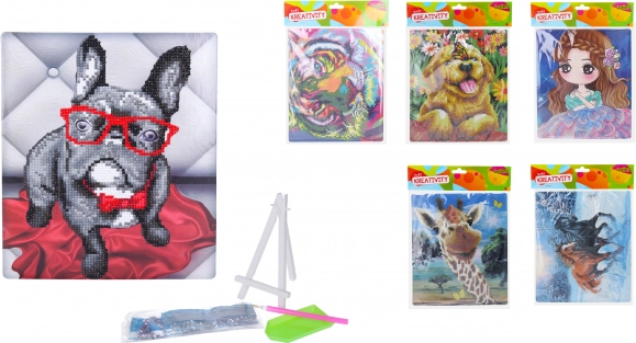 Креативен комплект diamond painting 21 × 25 см със стойка – микс от мотиви