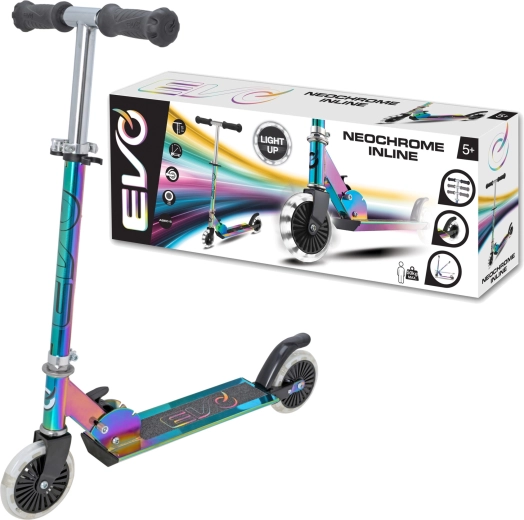 EVO Light Up Neochrome Folding Kids' Scooter with Light-Up Wheels