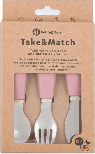 Petite&Mars stainless steel kids’ cutlery set take&match dusty rose 12m+