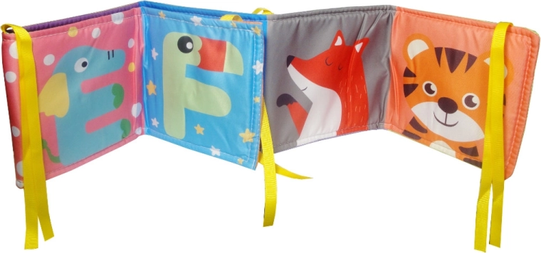Soft crinkly book for children with letters and animals