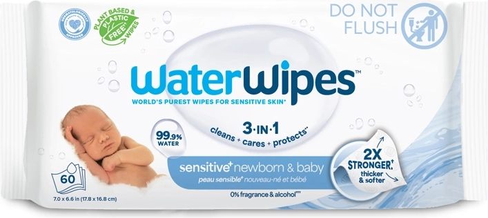 Влажни кърпички WATERWIPES Newborn & Baby 3в1, 60 бр.
