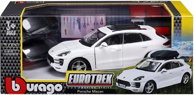 Bburago Porsche Macan Eurotrek white model car in 1:24 scale