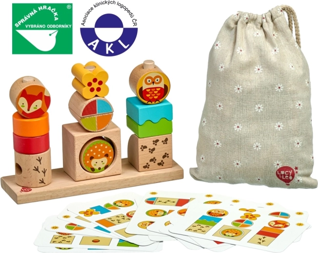 Lucy & Leo Day and Night – wooden puzzle with pattern cards