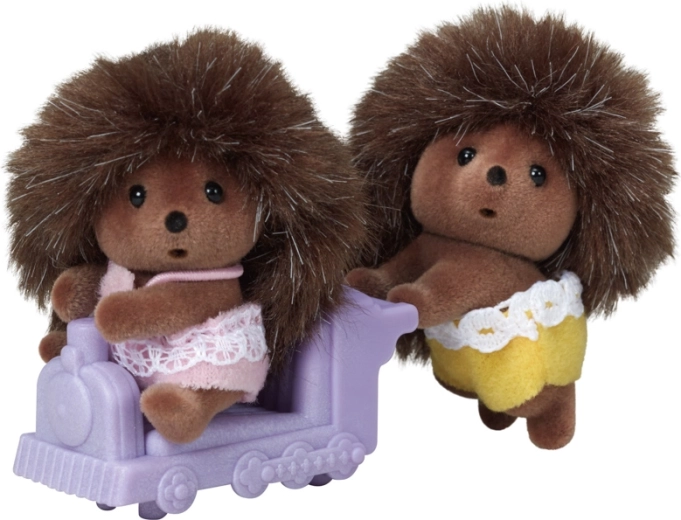 Sylvanian Families Hedgehog Twins with Train