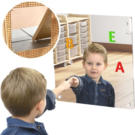 Masterkidz голямо магнитно огледало за STEM табла 60 × 60 см
