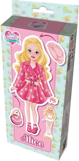 магнитни кукли за обличане Alice с дървена стойка