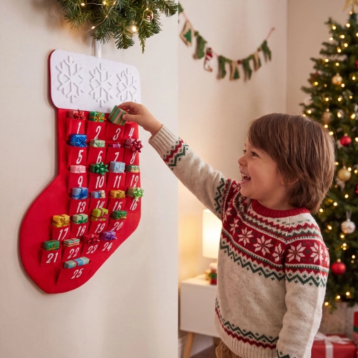 Christmas Advent Calendar Santa Boot 59 × 36 cm