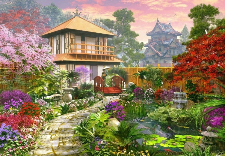 Puzzle Japanese Garden 1000 pieces BLUEBIRD