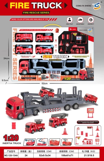 Firefighter Transport Set with Vehicles and Accessories