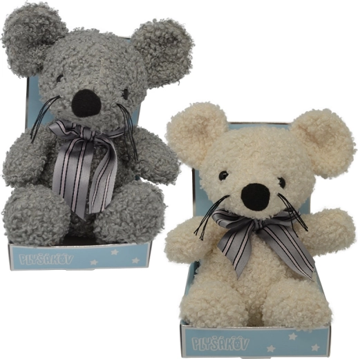 Plush Mouse with Bow 15 cm – multiple colors