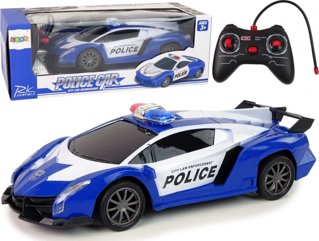 Remote-Controlled Police Racing Car with LED Lights – Blue