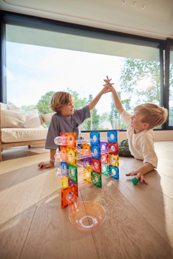 Cleverclixx magnetic marble run Dazzling Lights Pack Intense – 100 pcs