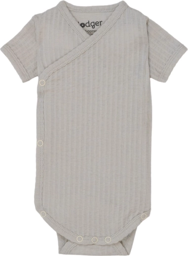 Lodger breathable short-sleeve bodysuit seersucker steel size 68