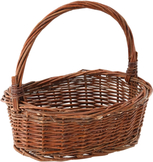 Кафява плетена кошница с дръжка 35 × 27 cm