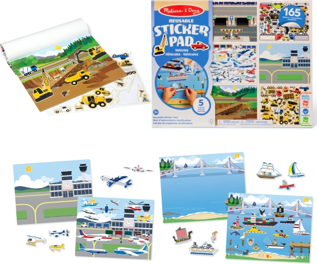 Vehicle Sticker Pad – set of reusable stickers and scenes MELISSA & DOUG