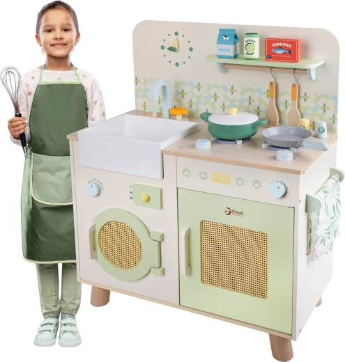 XXL Multifunctional Wooden Play Kitchen with Washing Machine and Accessories Classic World