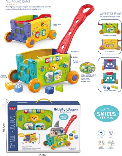 Educational pull-along cart with matching and sorting