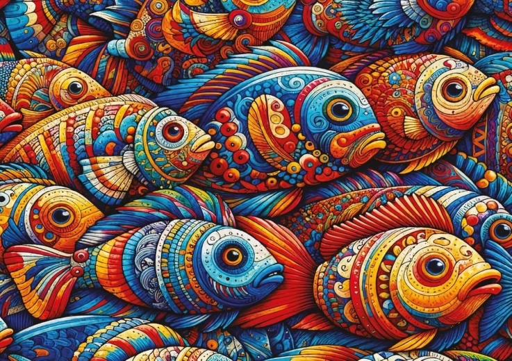 Пъзел ART PUZZLE Мозаечни риби 1000 части
