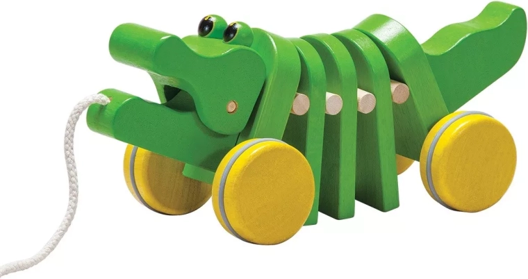 Танцуващ крокодил PlanToys – дървена играчка за дърпане