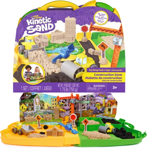 Kinetic Sand строителна площадка – кинетичен пясък 793 г и аксесоари