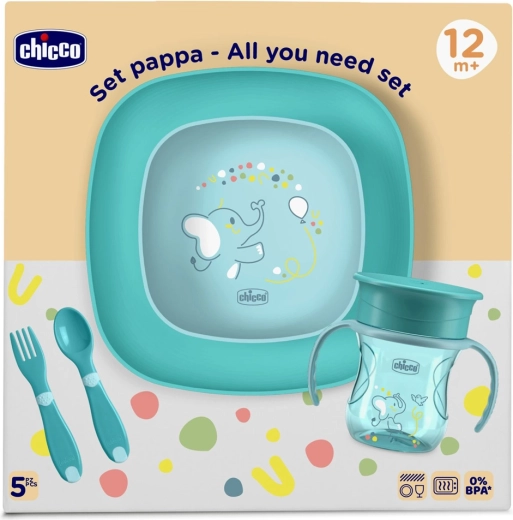 Chicco комплект за хранене за деца 12m+ син