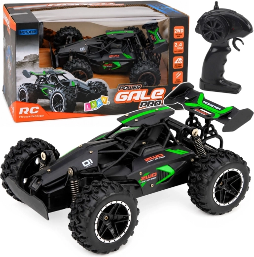 Офроуд RC кола 1:18, 2,4 GHz, черно-зелена, до 15 км/ч