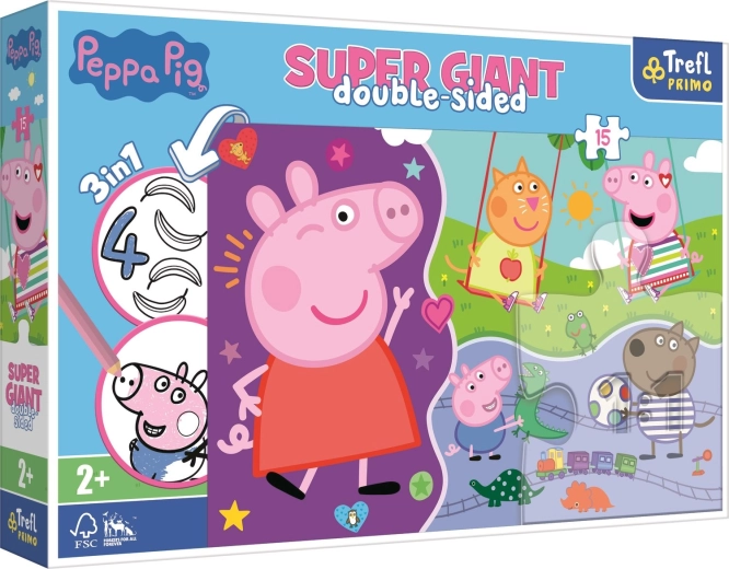 Giant Puzzle 15 Pieces – Discover the Cheerful PEPPA PIG