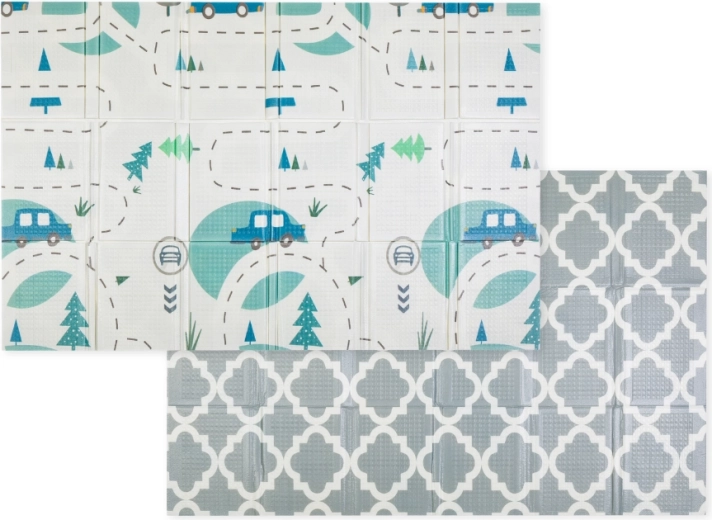 Petite&Mars foldable foam play mat Campy L 130 × 200 cm Cars & Arabesca