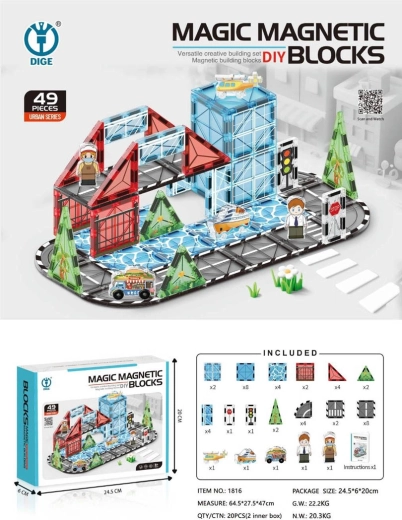 Magnetic Construction Set City, 49 Pieces