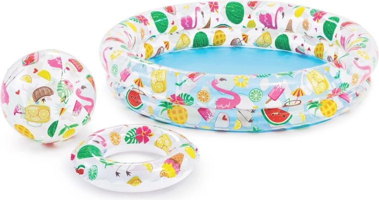 Inflatable pool with ring and ball 122 × 25 cm Intex
