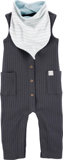Carter's 2-piece set for boys: sleeveless romper and bib charcoal – Size 56