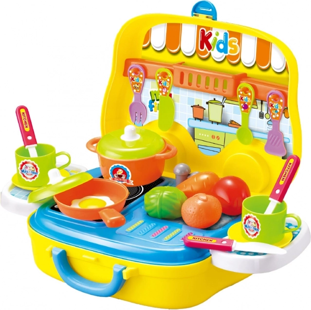 Car-shaped kitchen suitcase for little chefs
