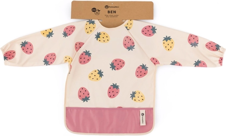 Petite&Mars непромокаем лигавник с дълъг ръкав ben beige strawberries
