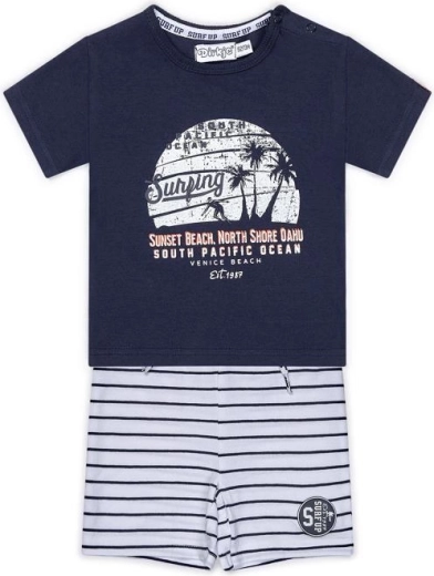 Dirkje kids’ 2-piece set: T-shirt and shorts, nautical navy and white stripes