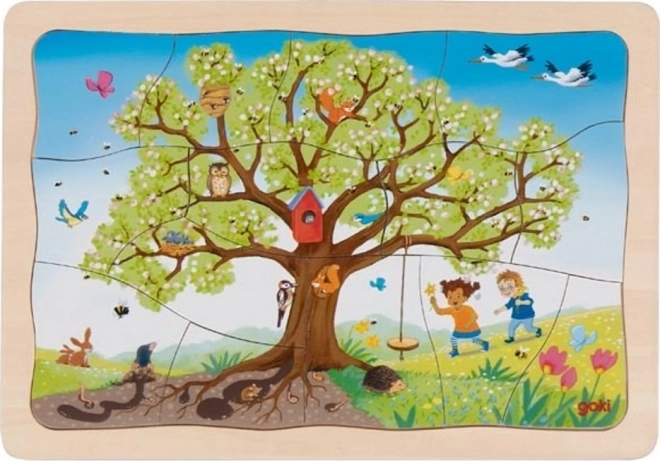 GOKI Layered Puzzle Apple Tree Through the Seasons