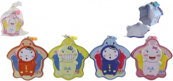 Детска метална касичка с катинар 10 × 6 см – 4 цвята