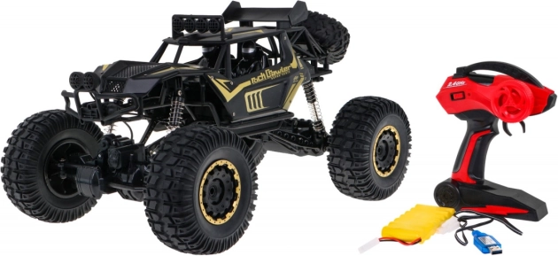 Метален RC рок краулер 1:8 със задвижване 4x4 и LED за деца 3+